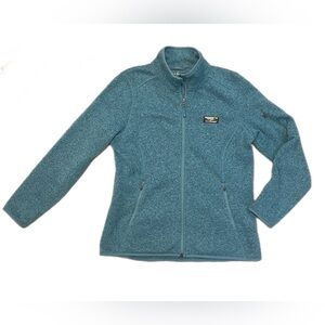 Womens LL Bean Bean’s Sweater Full Zip Jacket Teal Pockets M Petite
